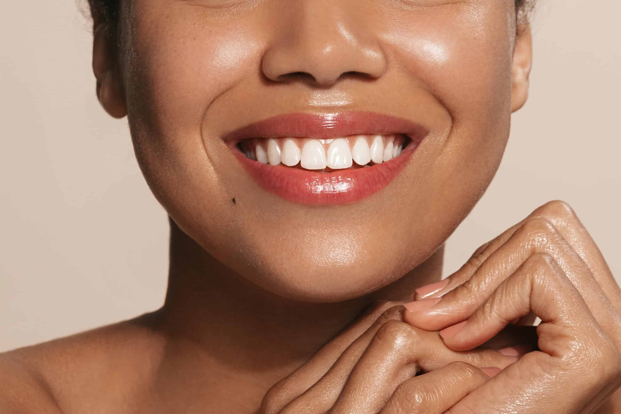 Girl smiling with lip flip